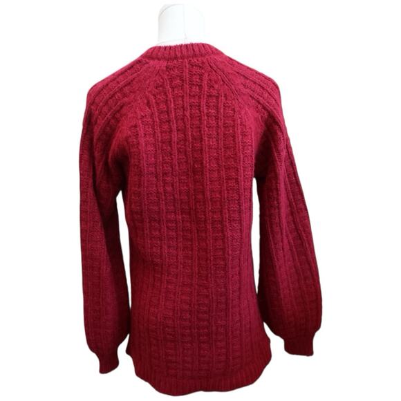 Faherty Aria Burgundy Wool and Alpaca Knit Sweater V-Neck Balloon Sleeves Size S - Picture 11 of 15